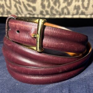 Allen Edmonds chocolate brown red brown burnished calf leather belt men’s 50”